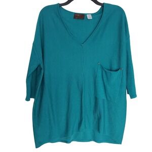 Kerisma Raven Sweater Slouchy Oversize Lightweight Knit Wool Blend Teal Boho S/M